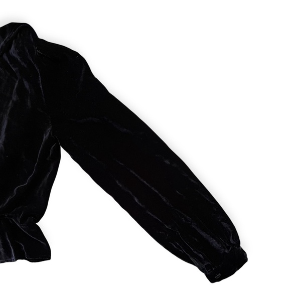 Reformation Silk Blend Black Velvet Wrap Top, size XS - Picture 5 of 9